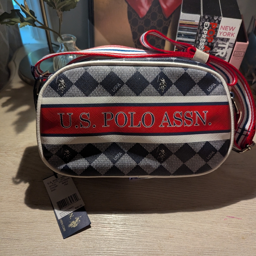 U.S. Polo Assn. Checkered Crossbody Bag NWT